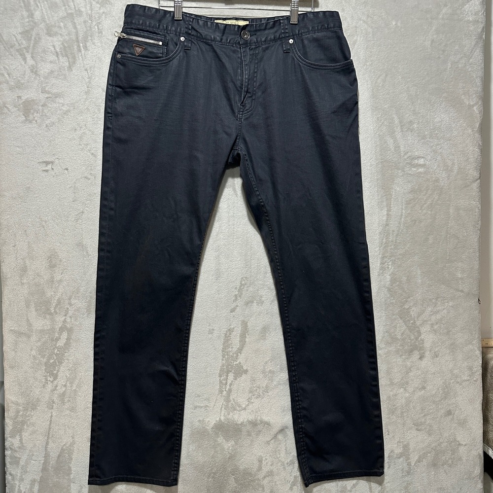 Guess Lincoln Slim Straight Black Coated Jeans Mens 38 M31063D1040